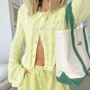 NWT Free People Robyn Crochet Knit Cardigan